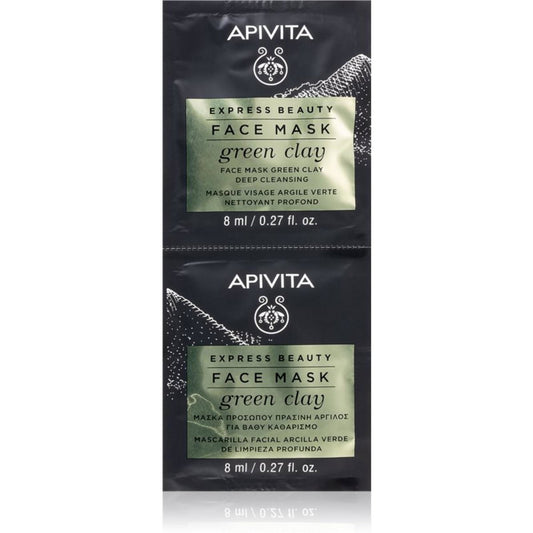 Set, Apivita, Green Clay, Cleansing & Purifying, Clay Mask, 2 pcs, 8 ml